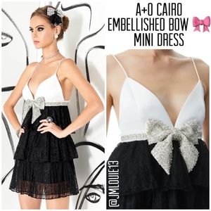 Alice + Olivia Cairo Embellished Bow Mini Dress